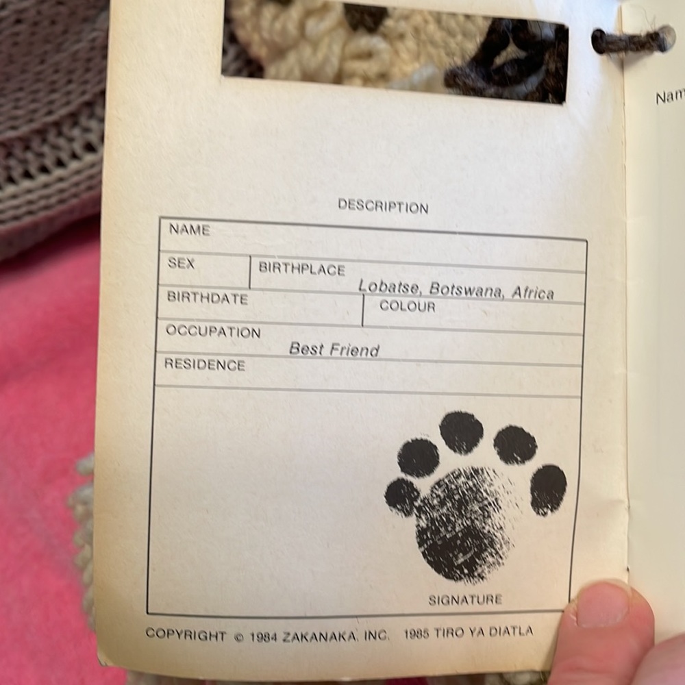 Handwoven TIRO YA DIATLA Lobatse-Botswana Bear with passport - Picture 8 of 12